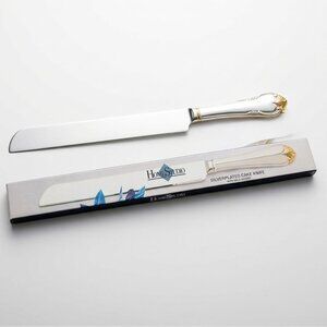 Vintage Home Studio Silver Plated Cake Knife | Gold Accent Shell | NIB Deadstock